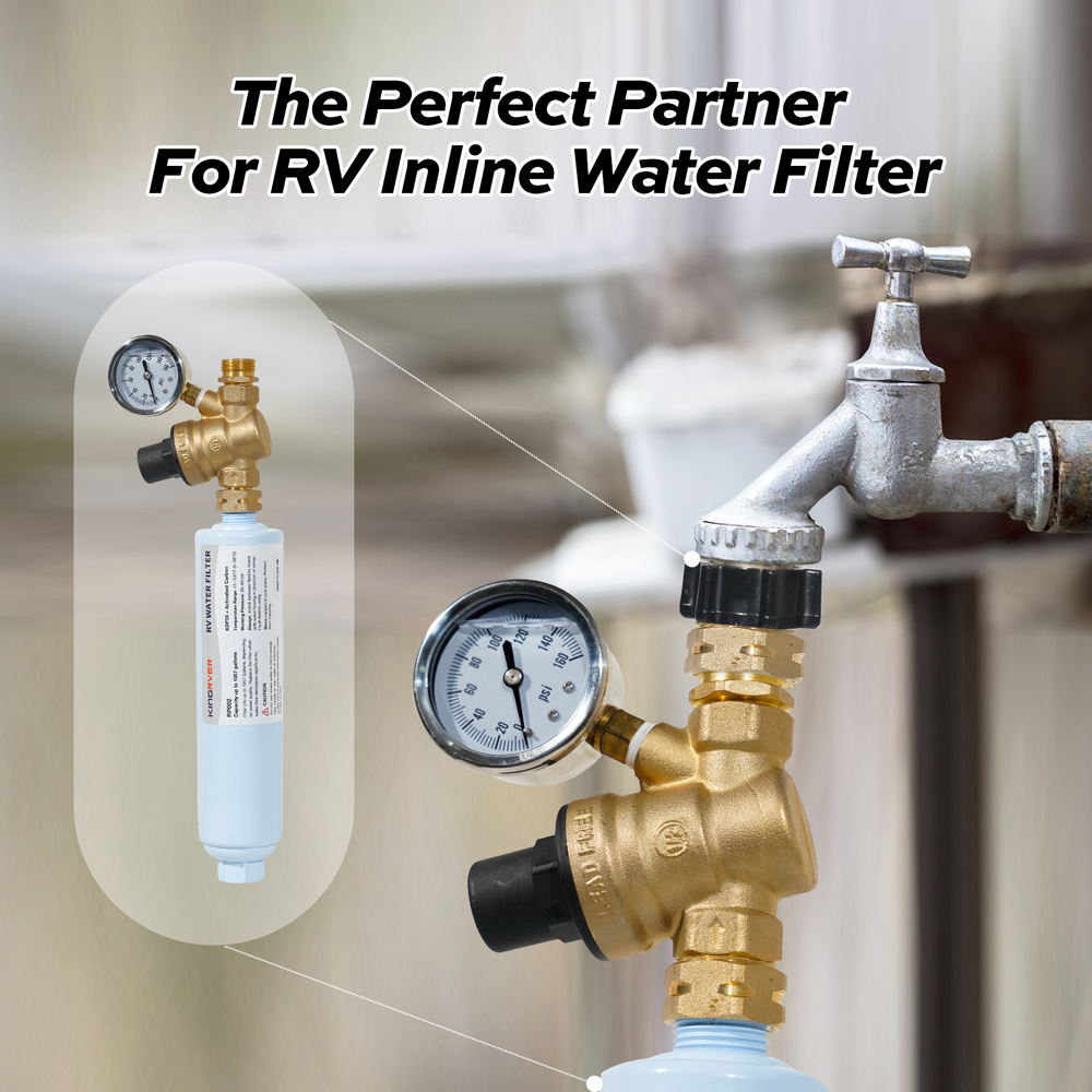 KingRVer Water Pressure Reducing Regulator Valve 3/4" Thread Lead-free RV Garden