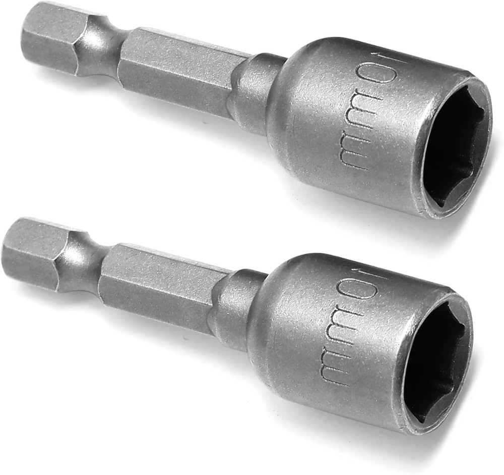 2 Pcs Hex Nut Driver Bits 10mm, 1/4" Hex Shank Quick-Change Power Nut Driver for