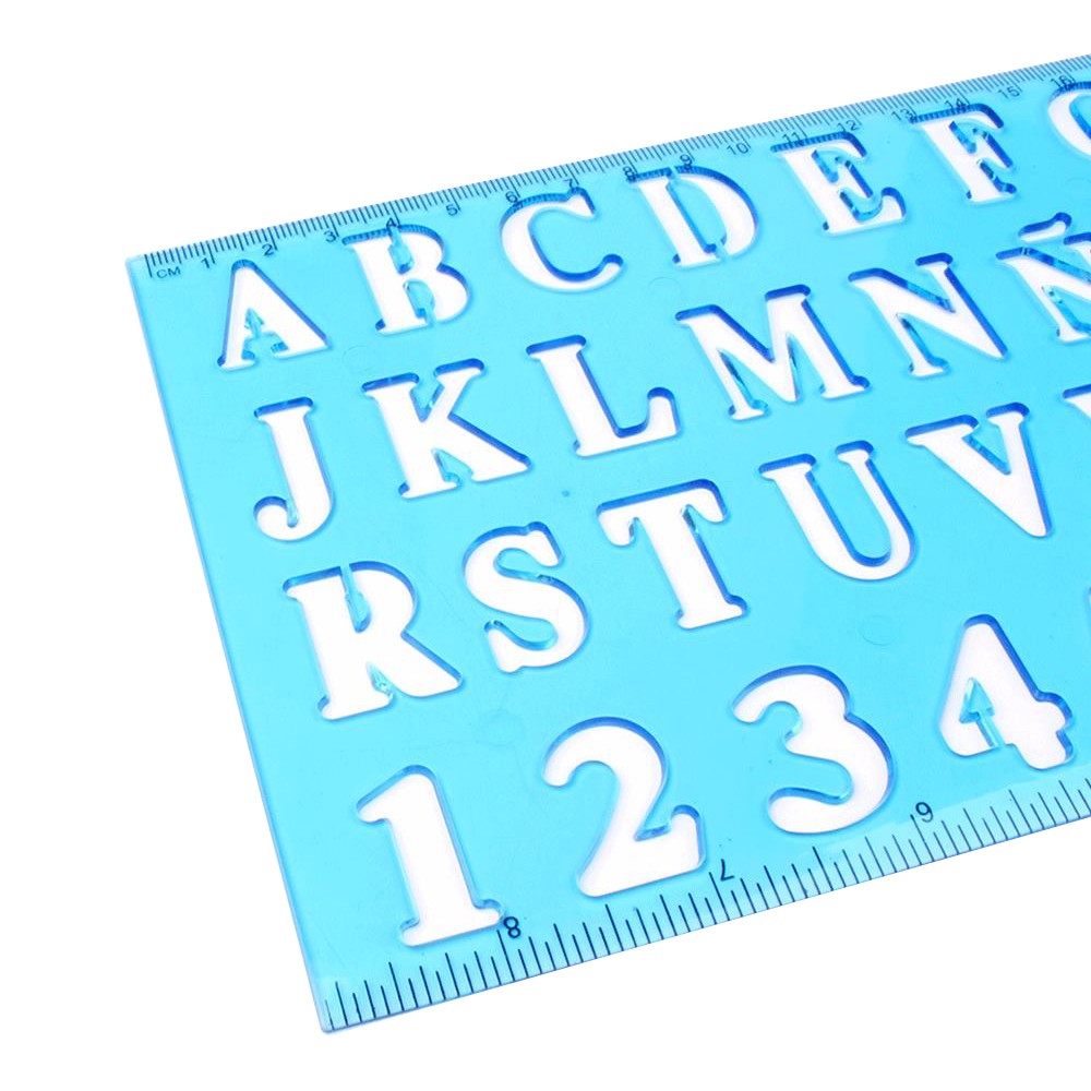 Plastic Drawing Ruler Alphabet & Number Hollow Template Stencil Learning TSWL