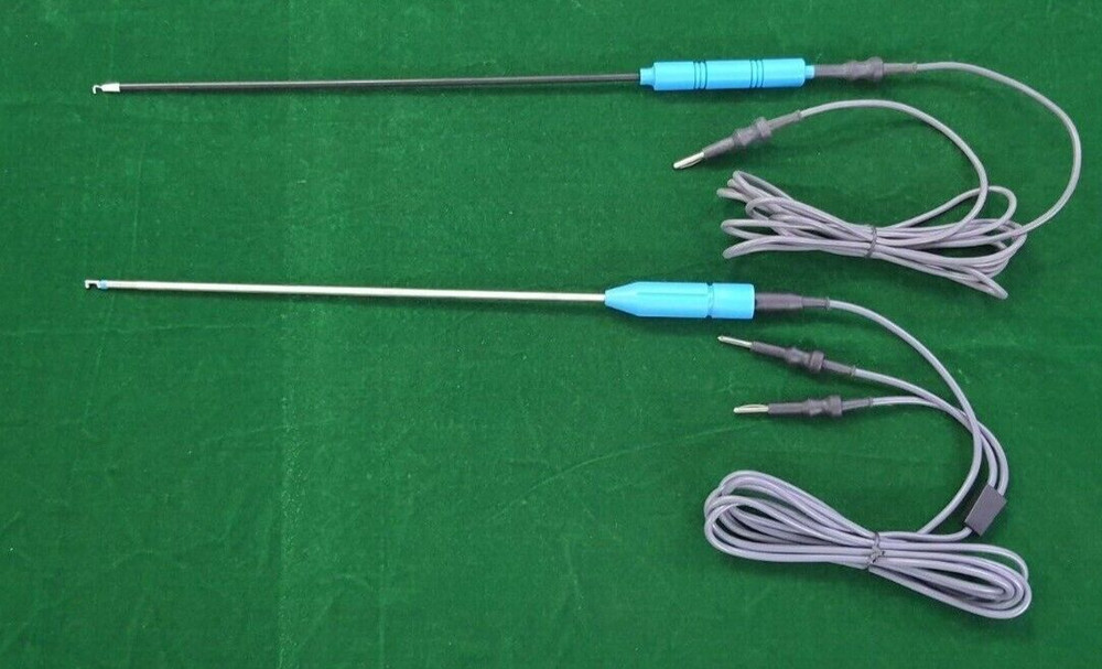 2pc Laparoscopic Bipolar/Monopolar L-Hook 5mmx330mm & Cable Reusable Instruments
