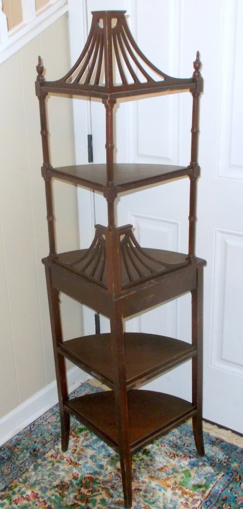 Vtg REGENCY Revival CORNER SHELF ETAGERE Elegant