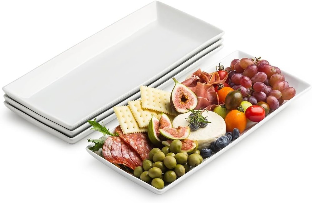 Versatile 14-Inch Rectangular Serving Trays - Perfect for Appetizers & Desserts