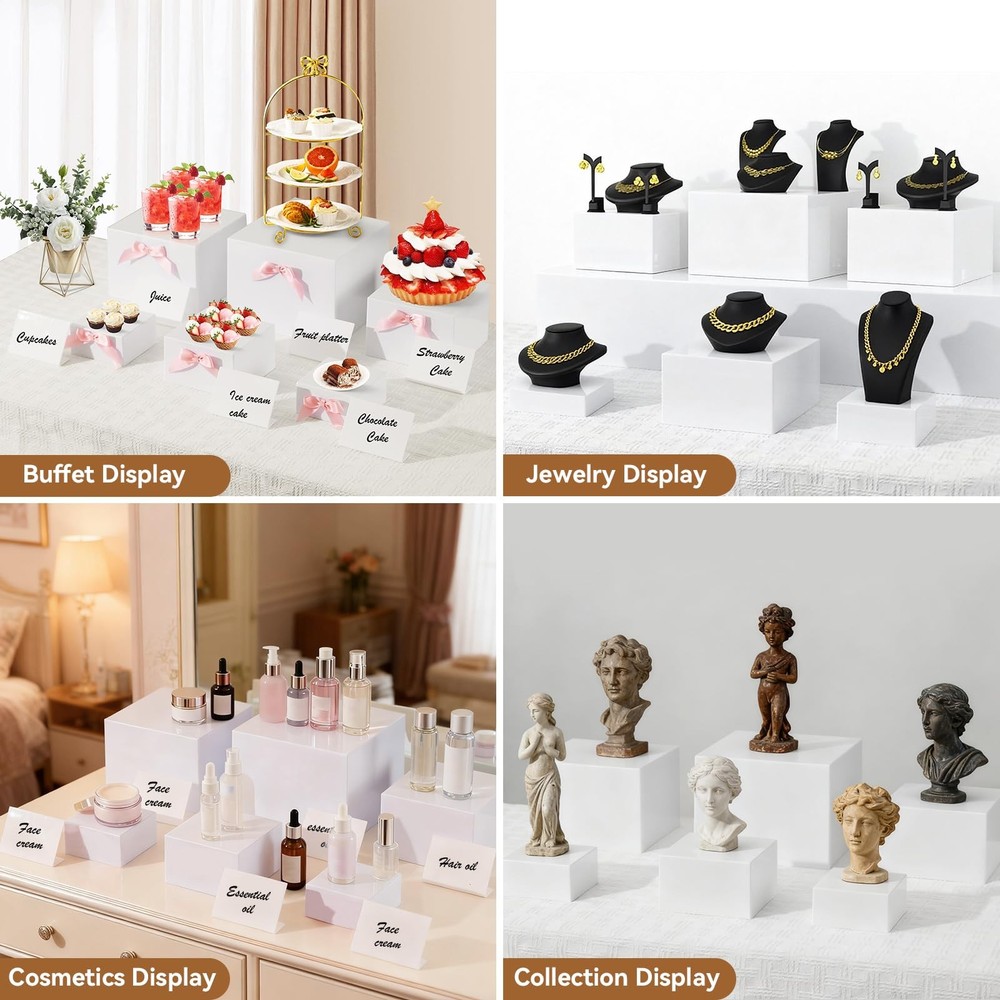 6 Pcs Buffet Risers, Acrylic Risers Display Stands for Buffet Table with Bow/...
