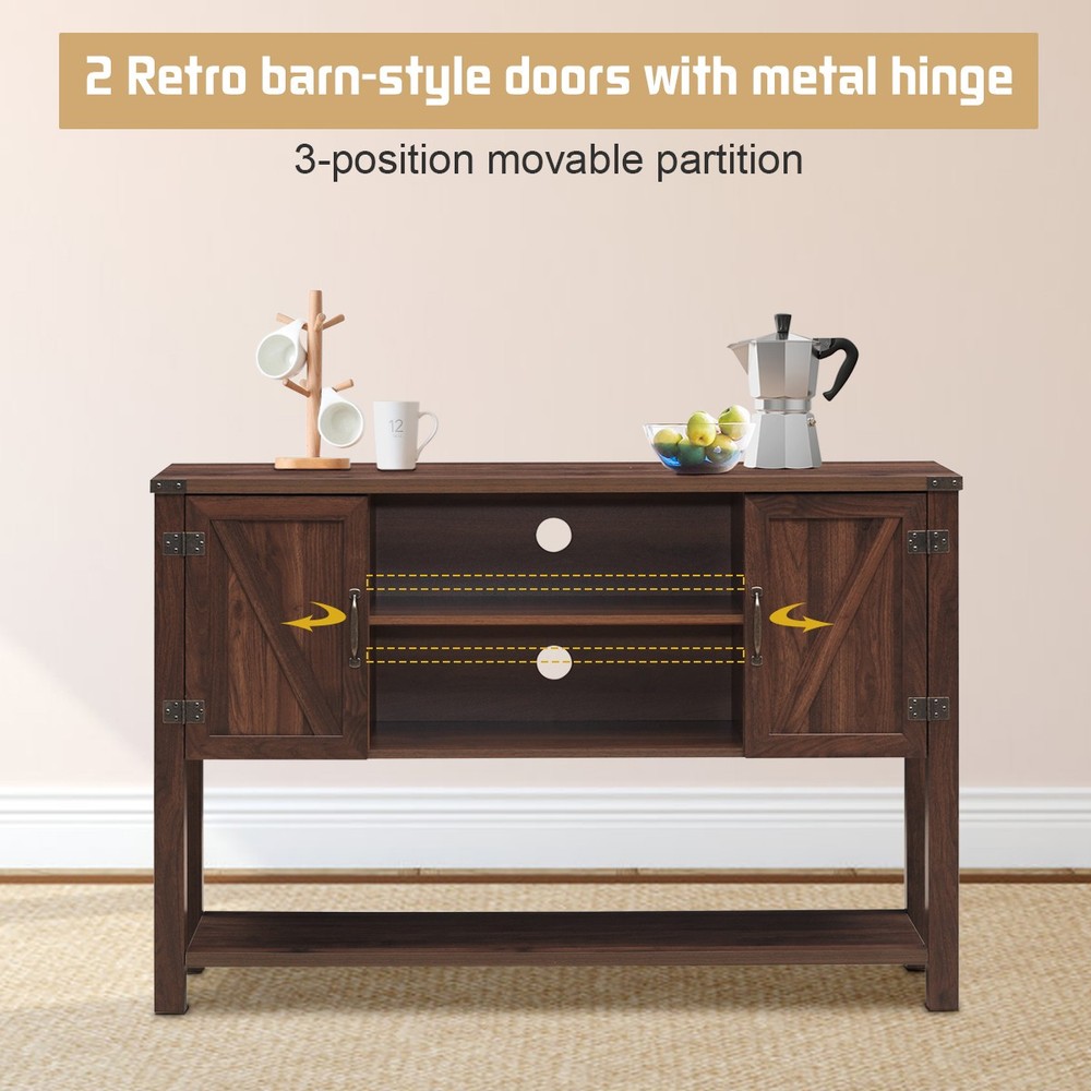 Costway Console Table Sideboard Buffet TV Stand w/ Storage Cabinets Bottom Shelf