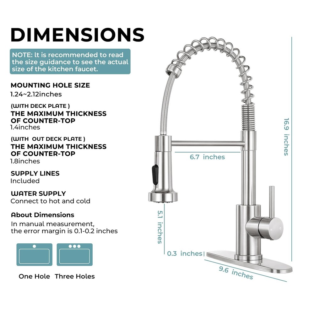 Kitchen Faucet with Pull Down Sprayer,Commercial Single Handle Stainless Stee...