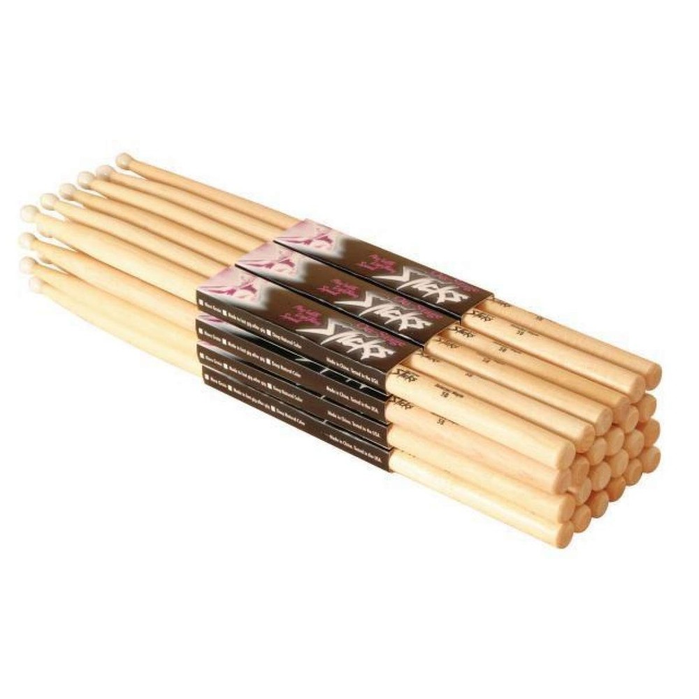 Maple Drum Sticks 5A Wood Tip 12-Pair - On-Stage