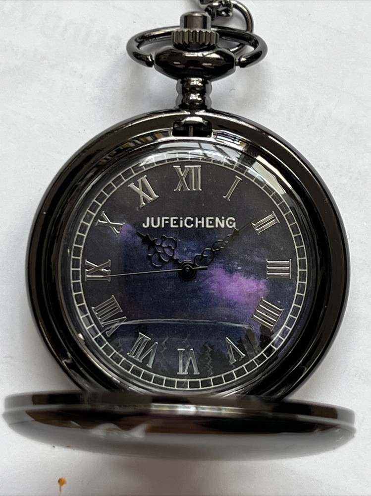Black pocket watch necklace