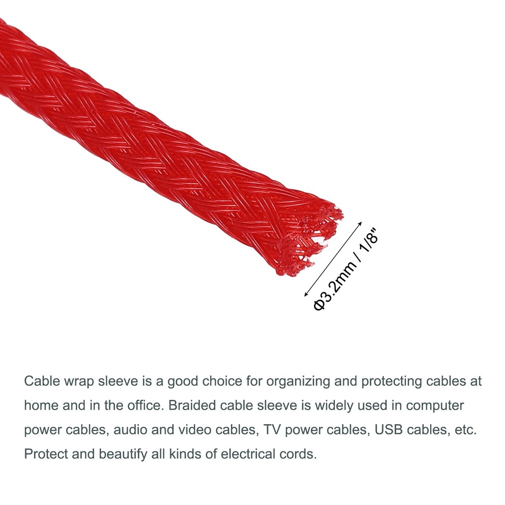 Expandable Sleeving 1/8-inch 100ft Cable Sleeve Red