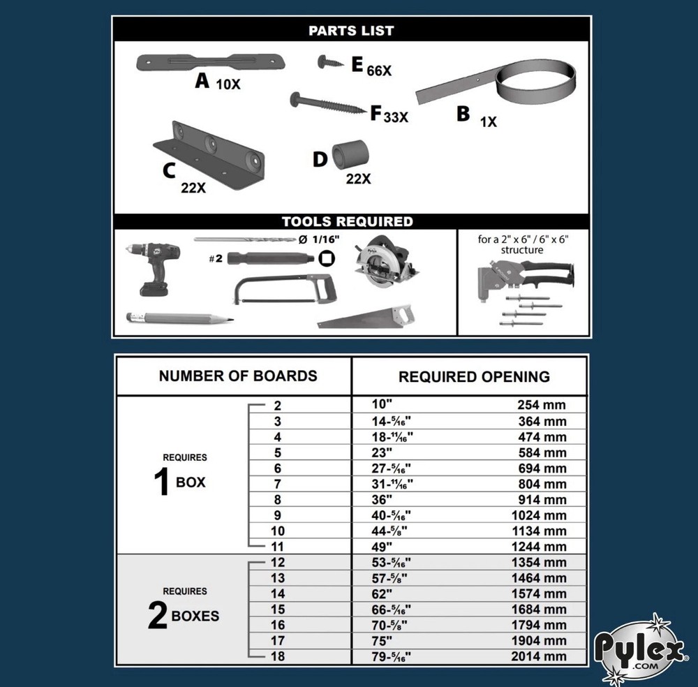 Pylex Deck Sunblind System 11060 Louvers Bracket Shutter Hardware Kit Up to
