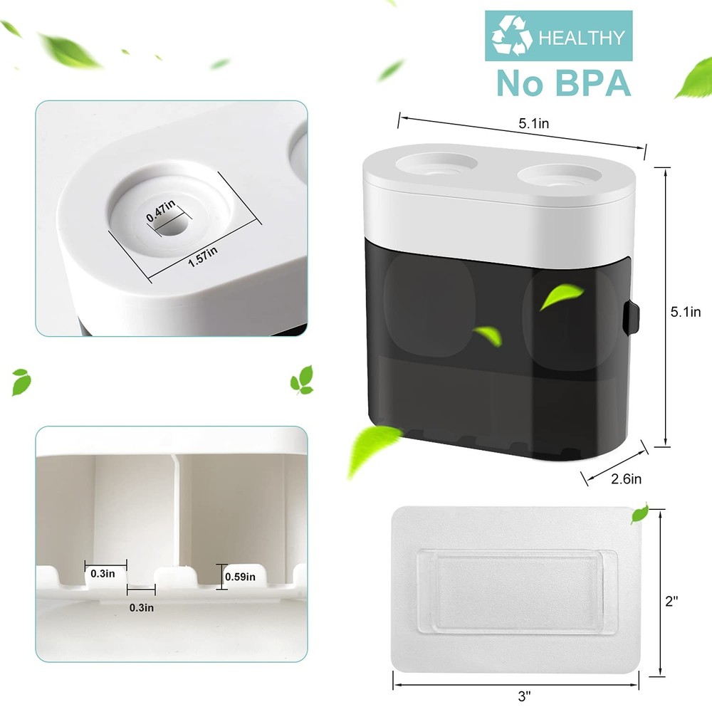 GFWARE Toothbrush Holder Toothpaste Dispenser Wall Mounted with Small, Black