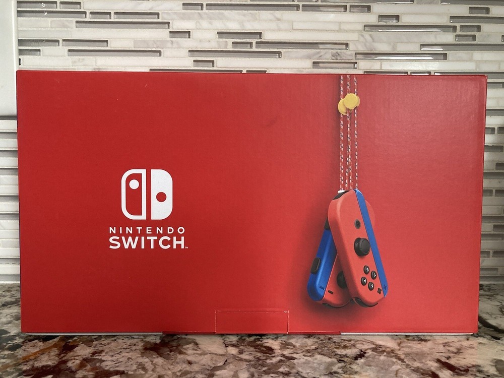 Nintendo Switch Complete EMPTY Box Mario Red & Blue Edition w/ Carrying Case