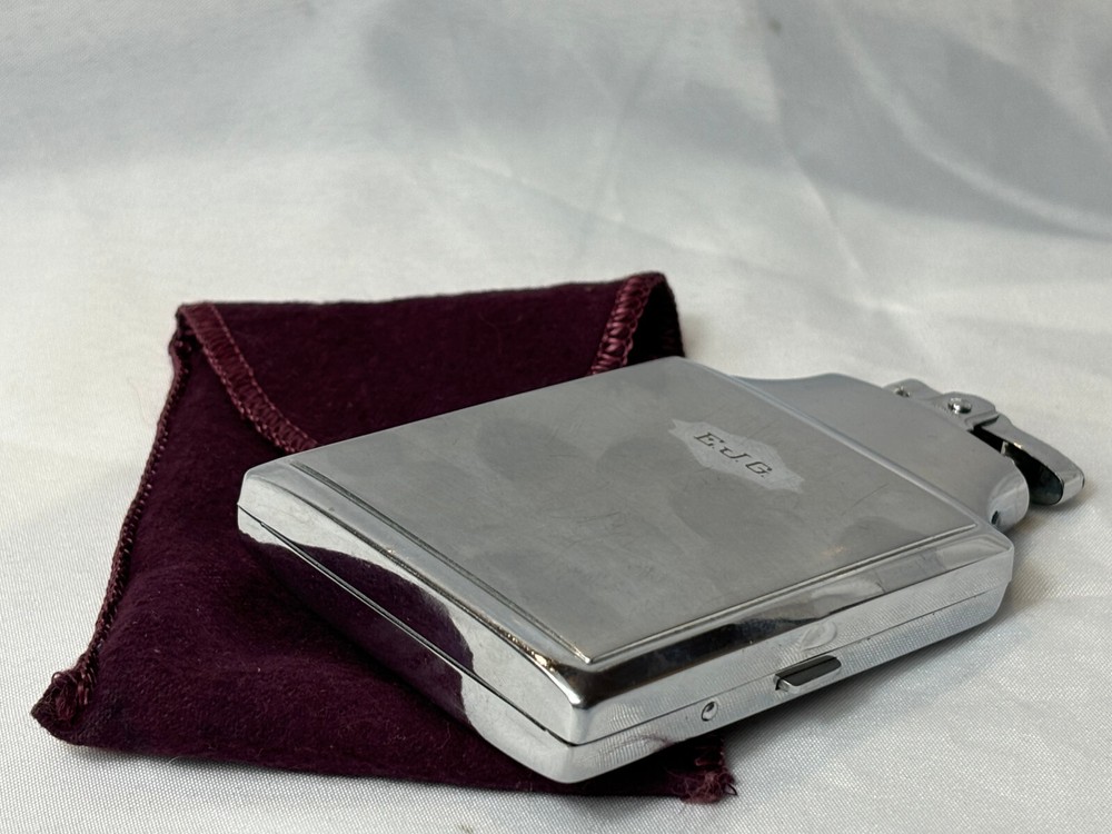Vtg Ronson Mastercase Lighter Cigarette Holder Combo W/ Pouch "EJG" Initials