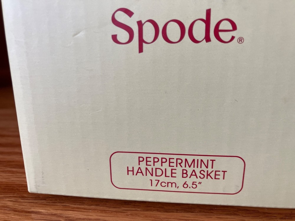 Spode Christmas Tree Peppermint Handle Basket Candy Dish 6.5" MINT IN BOX WOW