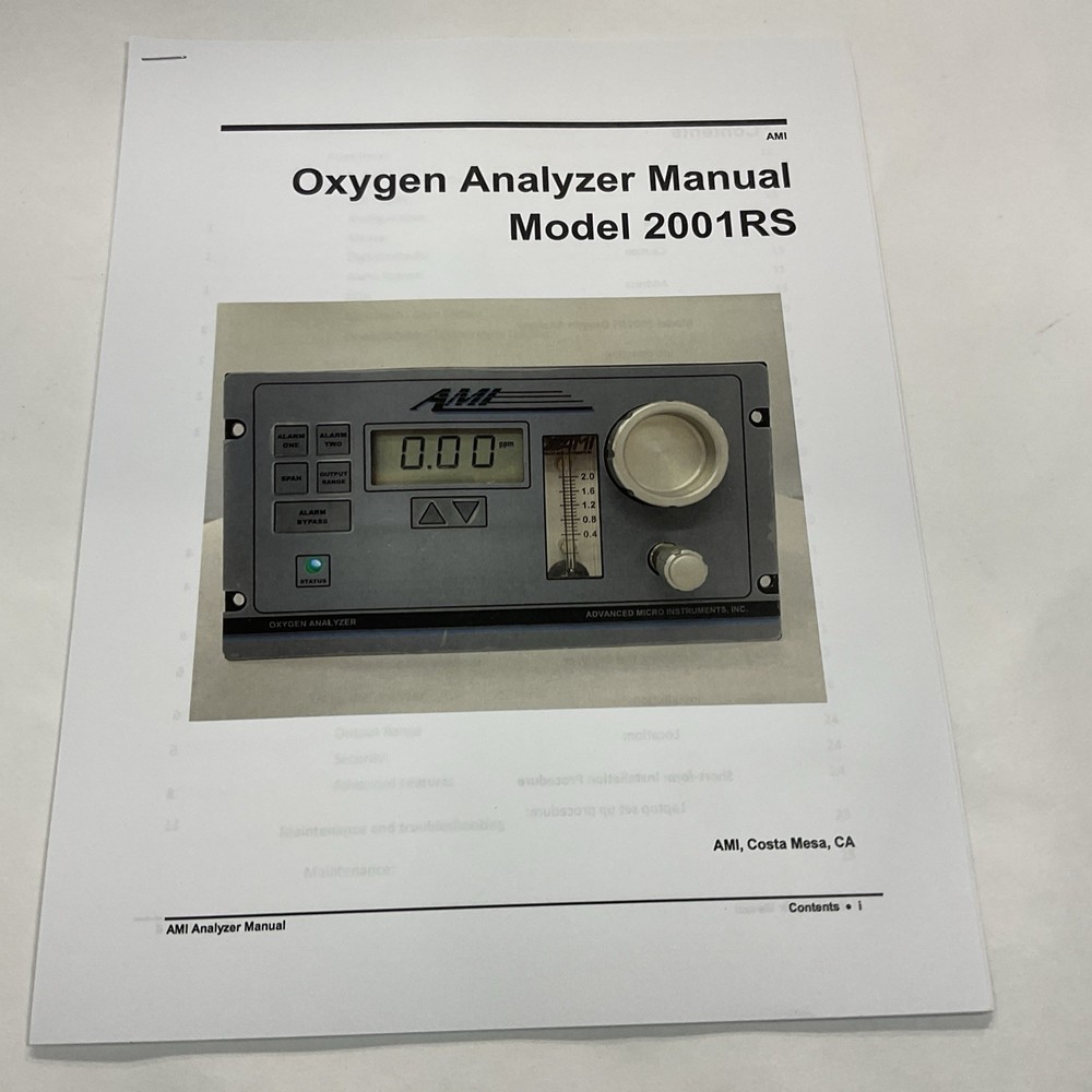 AMI 2001RS Oxygen Analyzer, Advanced Micro Instruments, INC.