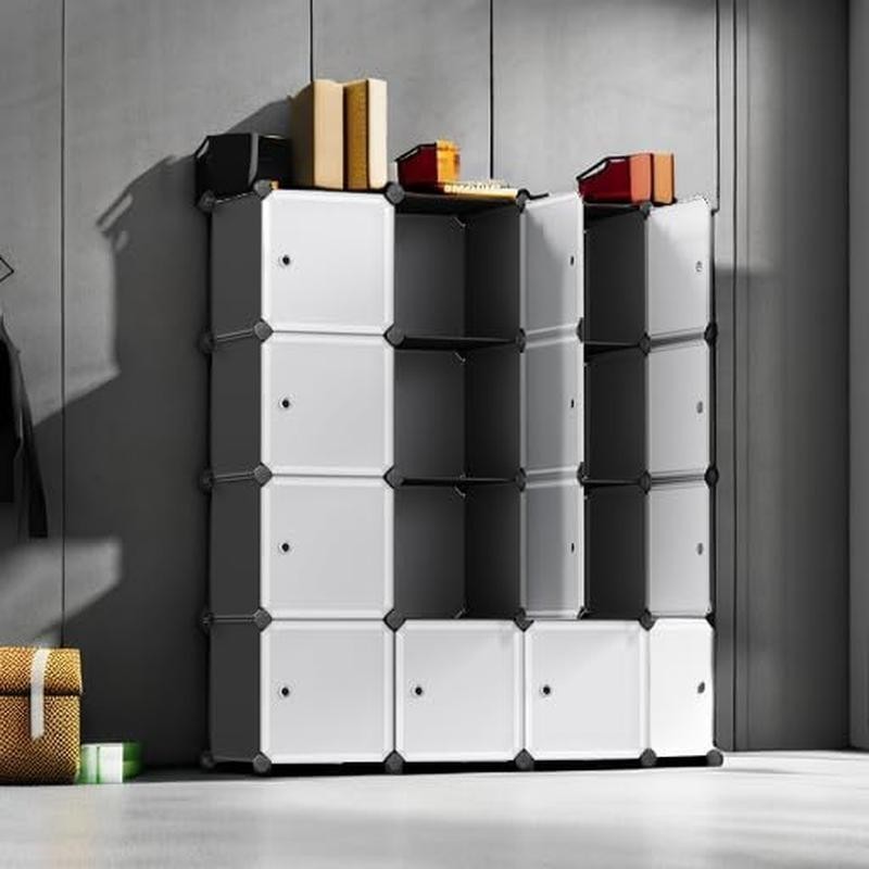 12 Cube Storage Organizer Plastic Shelves Modular Design W/ Doors Home Office US