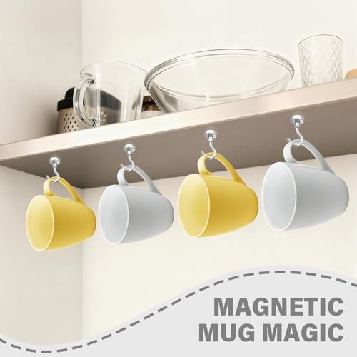 38 Pack Heavy Duty Hook Magnets for Hanging Mugs 25 lb Pull Silver