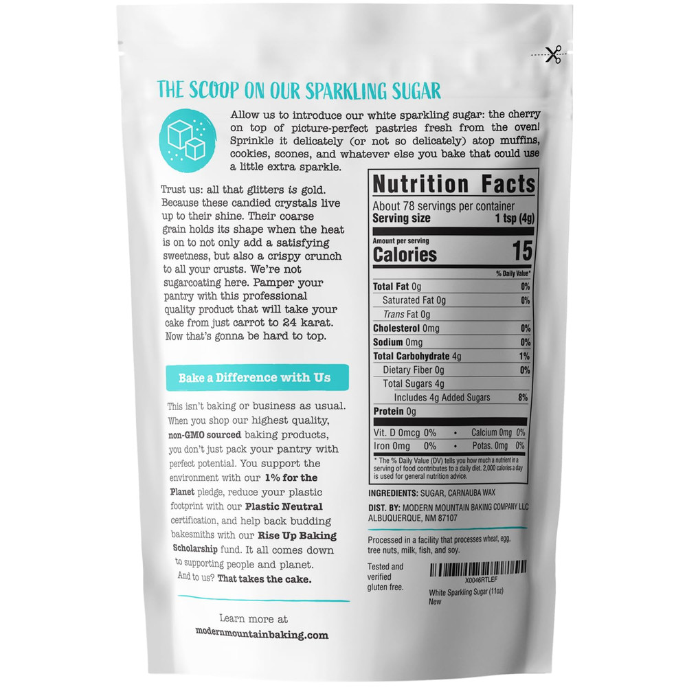 Sparkling Sugar (11Oz) White Sparkling Sugar Crystals for Baking, Sanding Sugar,