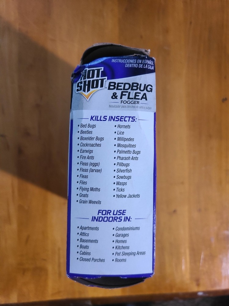 HOT SHOT Bedbug & Flea Fogger W Nylar 3 Cans 2 oz Spray - 1 Box Bed Bug Killer