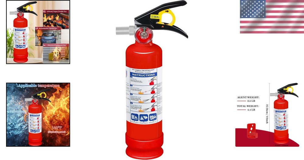 Compact 2.5 lb ABC Fire Extinguisher - Quick-Release Handle