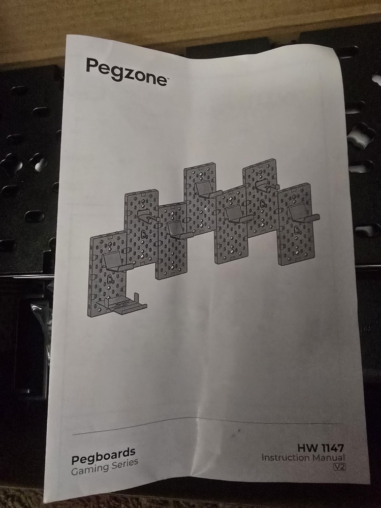 PEGZONE Wall Mount Gaming Pegboard with Controller and Headphone Holder