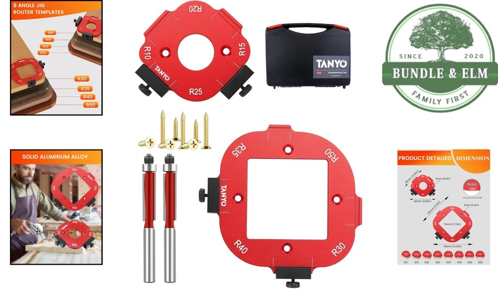 Router Corner Radius Templates with Superior Storage Solution - 8 Sizes Included