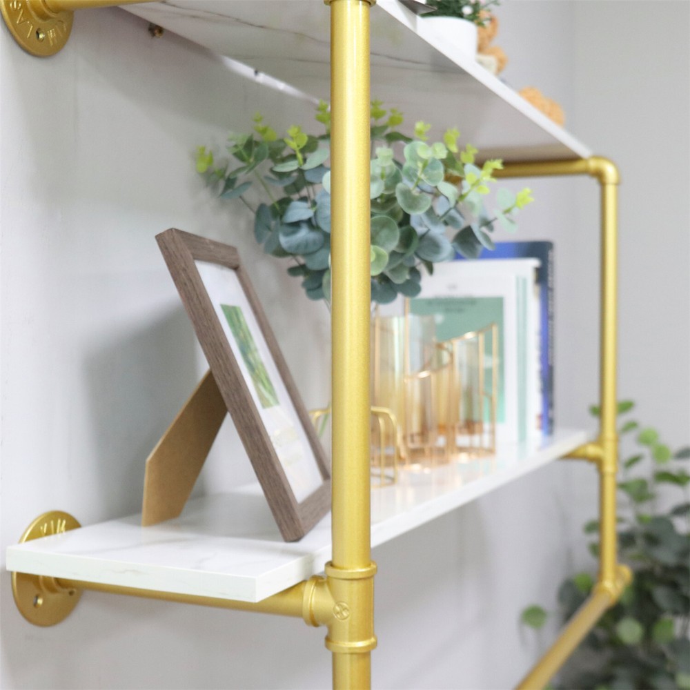Saving Space Clothes Display Rack Wall-mounted with Hanging Rod for Laundry Room