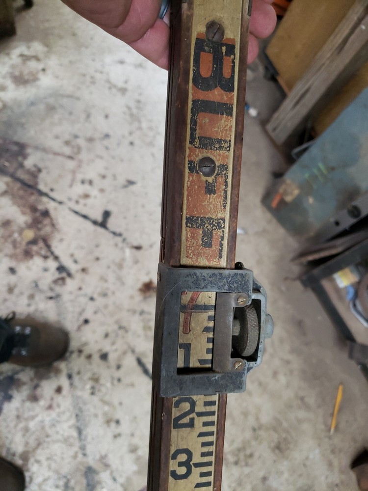 BUFF Vintage Wood Surveyors Elevation Grading POLE Approximately 13' 3"