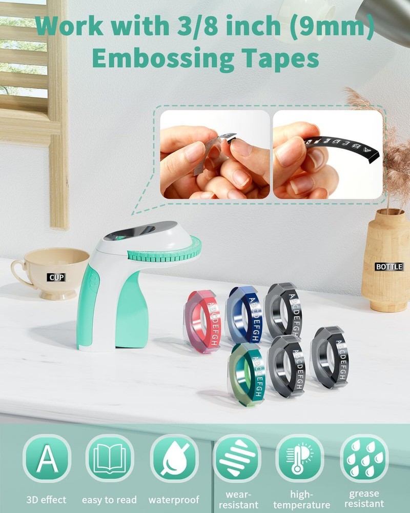 Phomemo Embossing Label Maker with 6 Label Tapes | Organizer Xpress, Pro Label