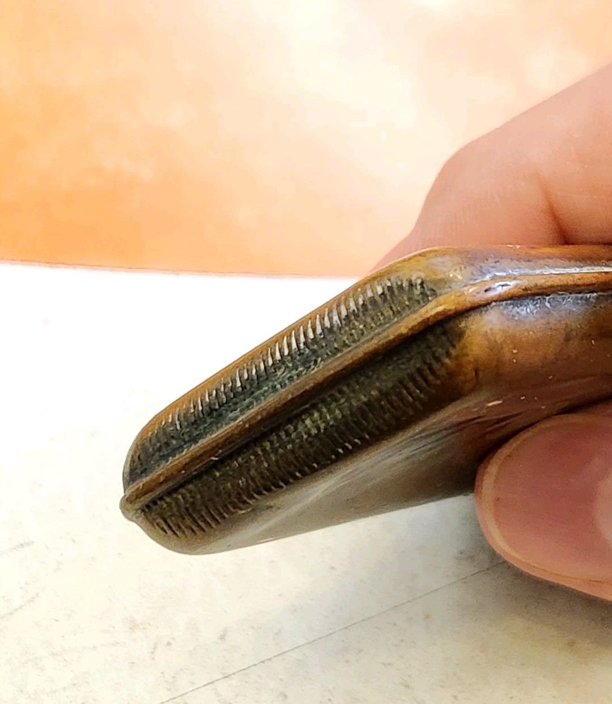 Antique Embossed TURTLE Vesta Case MATCH SAFE with Loaded Trigger Open Button