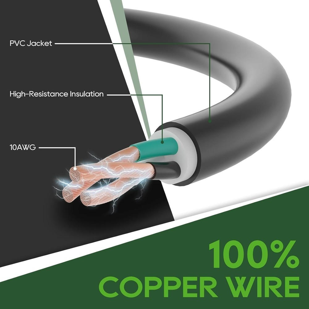 30 Amp 50 Foot RV Extension Cord,Heavy Duty 10/3 Gauge STW Cord w/ LED Indicator