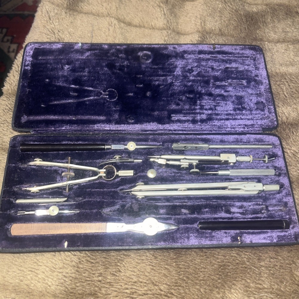 Vintage E.O. Richter & Co Precision Drawing Compass Set – Incomplete – Germany