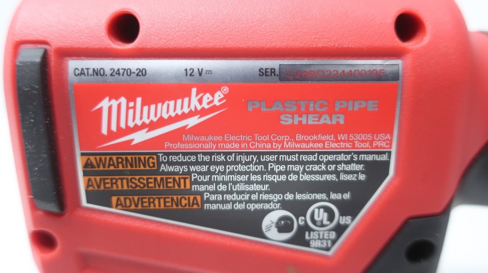Milwaukee 2470-20 Plastic Pipe Shear