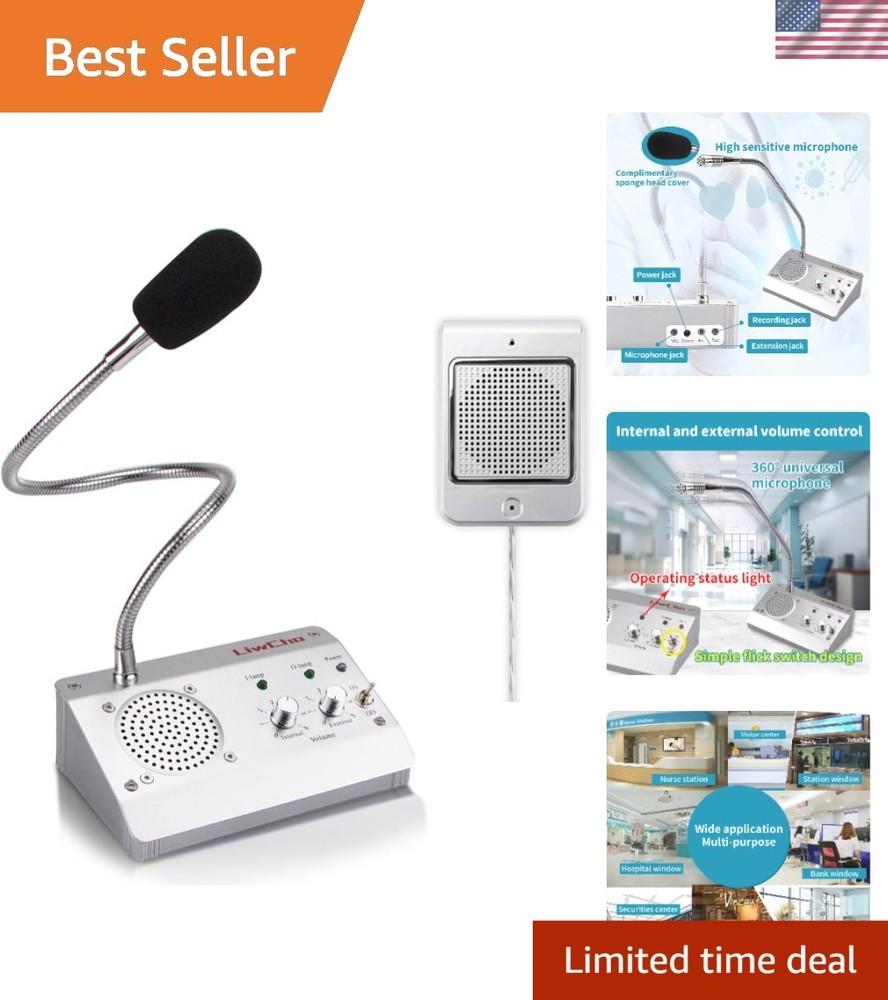 Intercom System Two Way Window Microphone Speaker for Bank Hospital Office