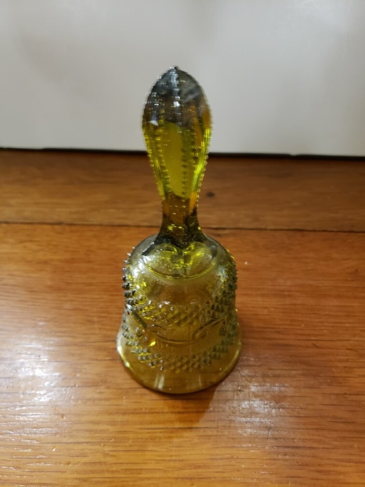 Vintage Olive Green Glass 6" Bell