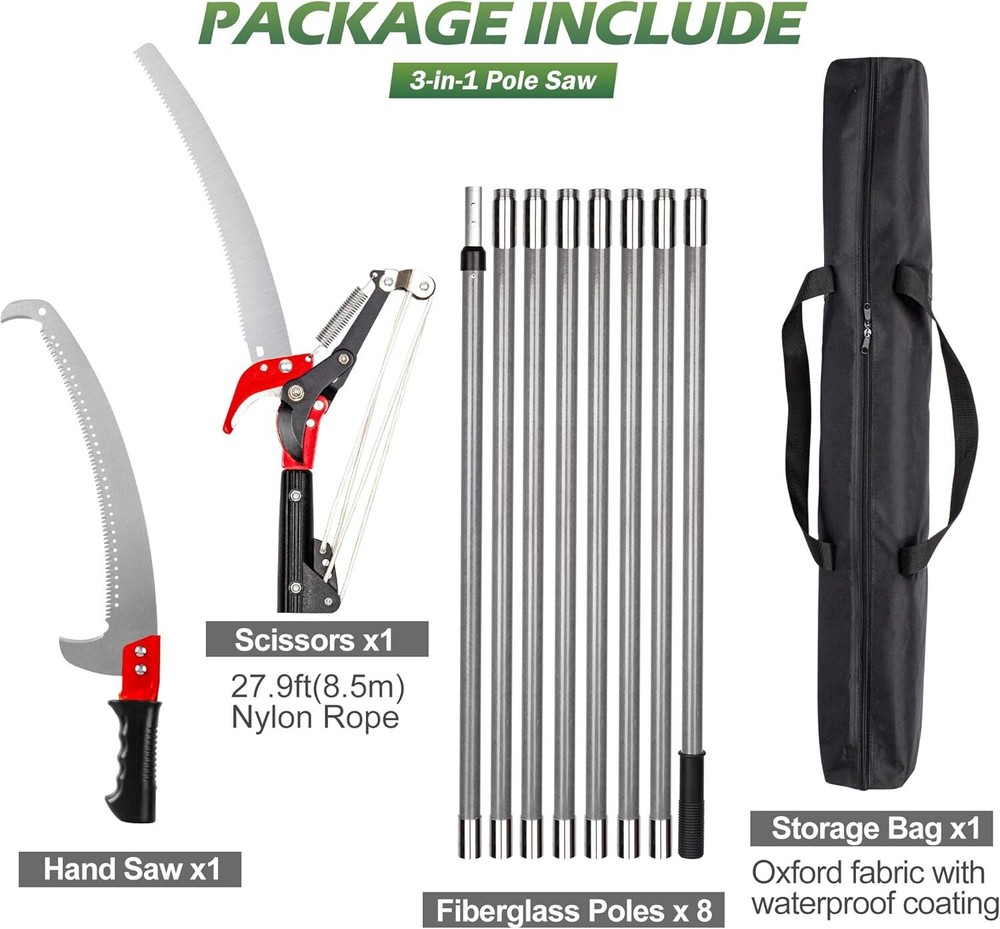 Walensee Pole Saws for Tree Trimming,7.2-27FT Extendable Tree Pruner,with Blade
