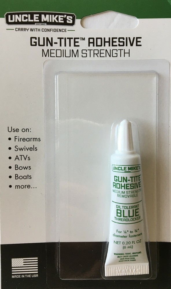 Uncle Mike's, Gun-Tite Removable Threadlocker, .02 Fluid oz. Size, Medium / Blue