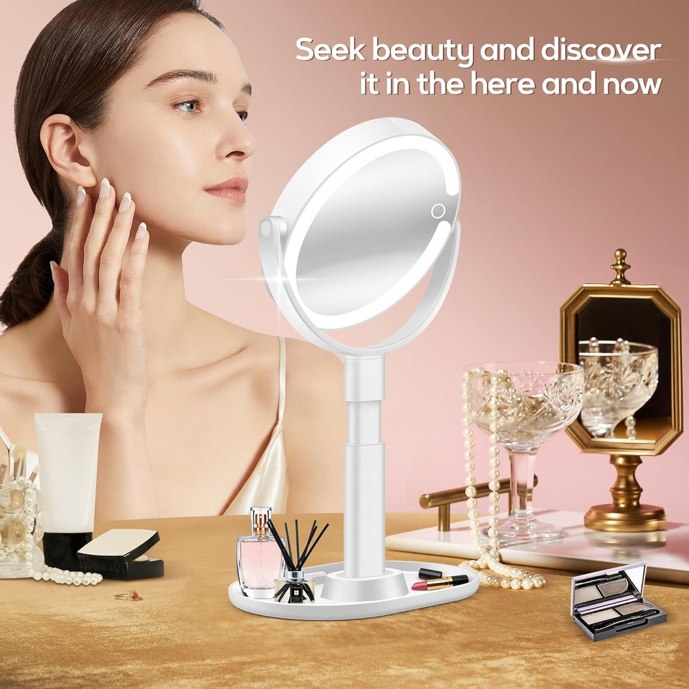 Makeup Mirror with Lights, Lighted Magnifying Mirror 30X with 3 Lighting
