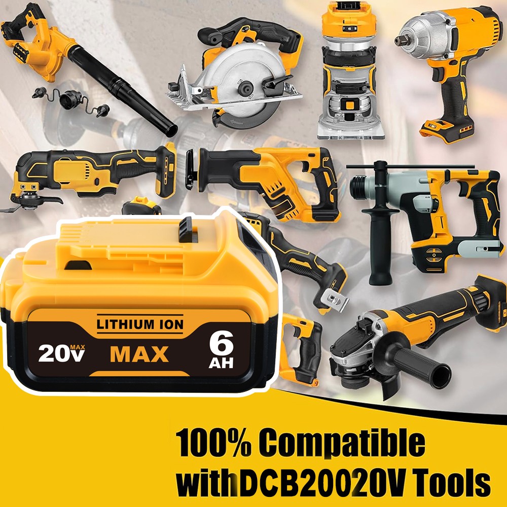 3X 20V 20V 6.0Ah MAX Battery Power Tool Replace for DCB184 DCB181 DCB182 DCB200