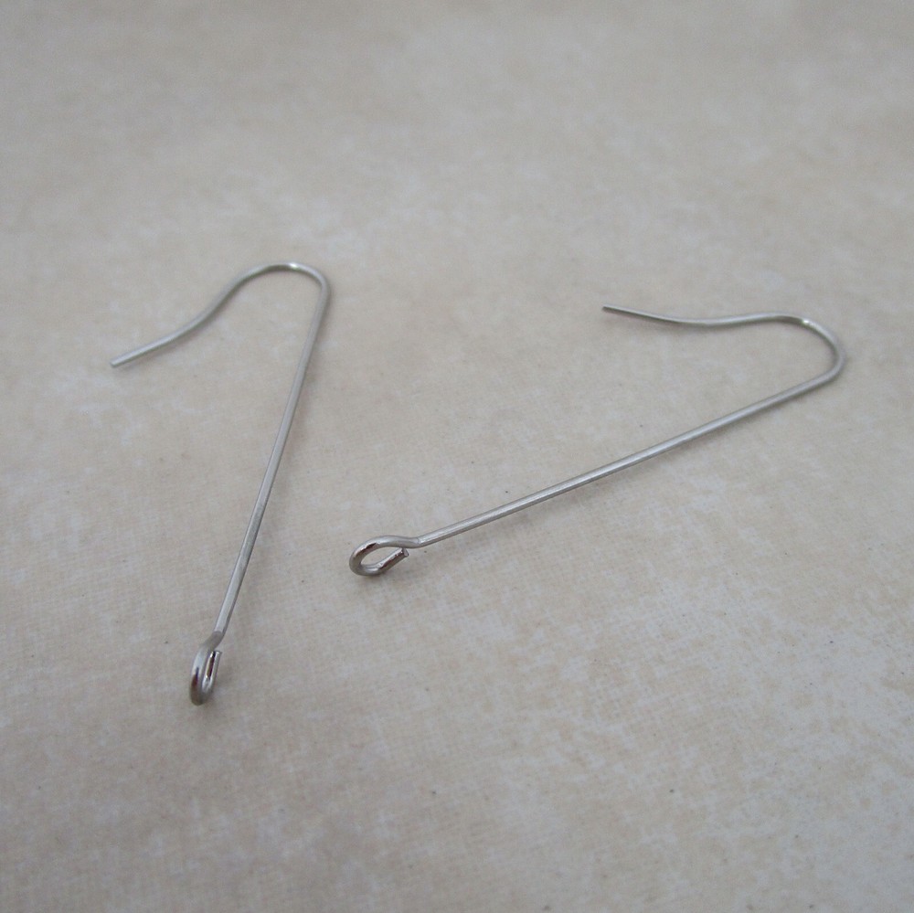 24 surgical stainless steel earring hooks 40mm perpendicular front facing loop