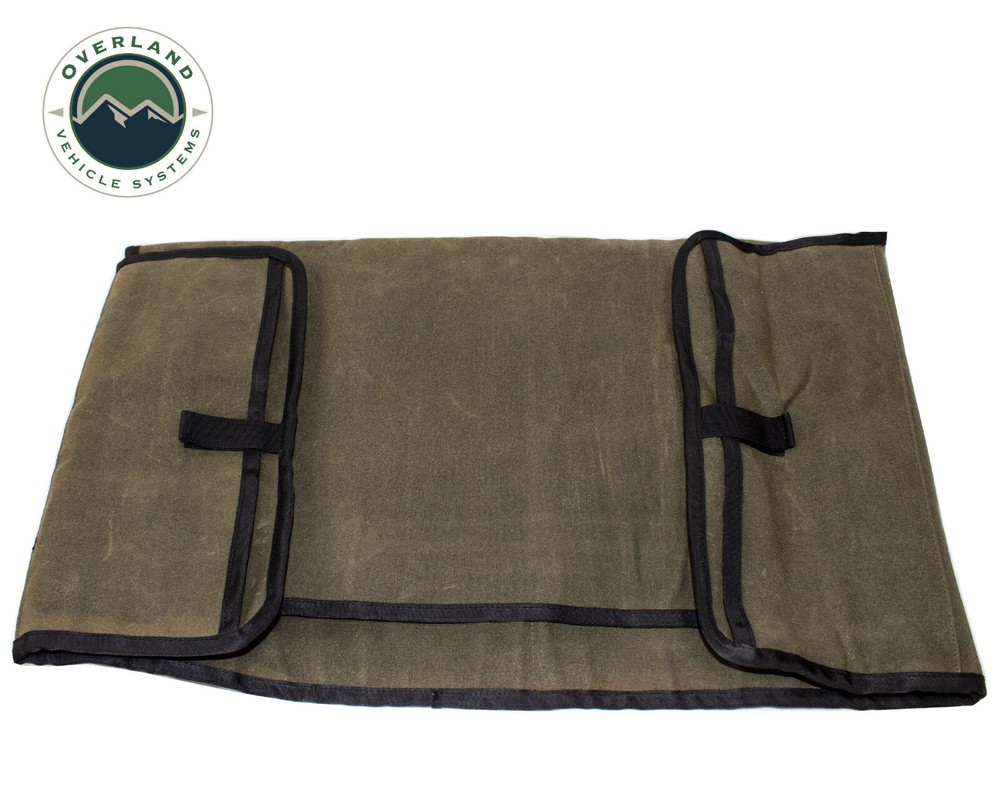 Overland Vehicle Systems Rolled Bag General Tools w Handle & Straps Waxed Canvas