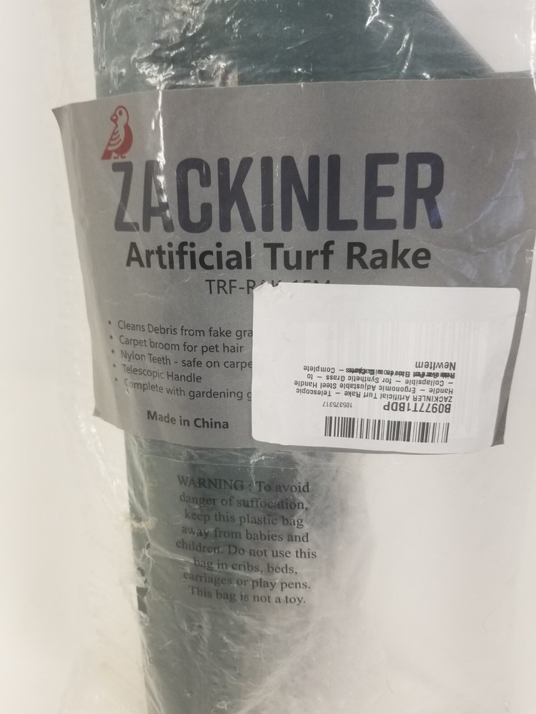 Zackinler Adjustable Artificial Turf Rake with Telescopic Handle