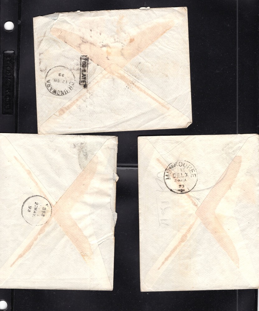India 3 postal envelope s uprated used