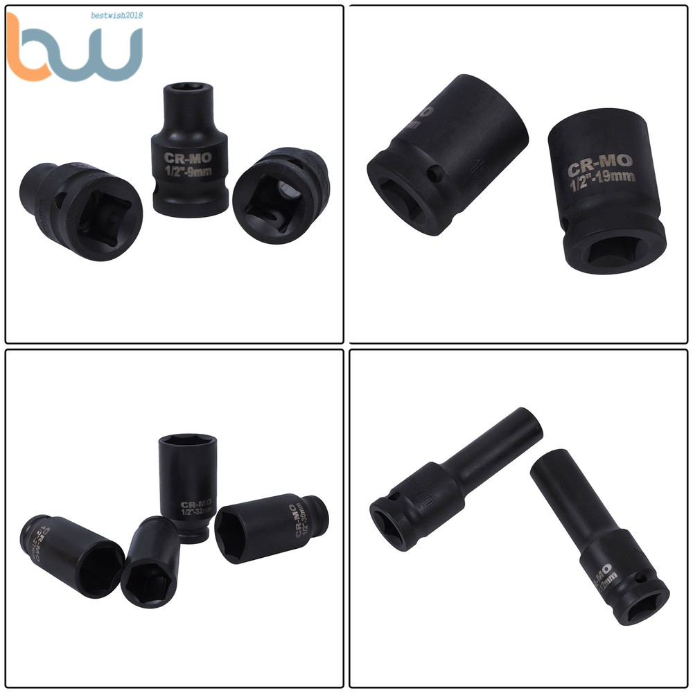 1/2 Inch Drive Deep Impact Socket Tool Set Metric Garage Workshop Tools 35pcs