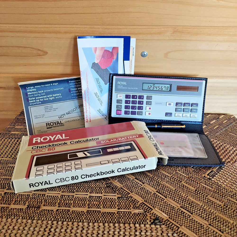 Vintage Royal Electronic Calculator Checkbook CBC 80 Solar Powered