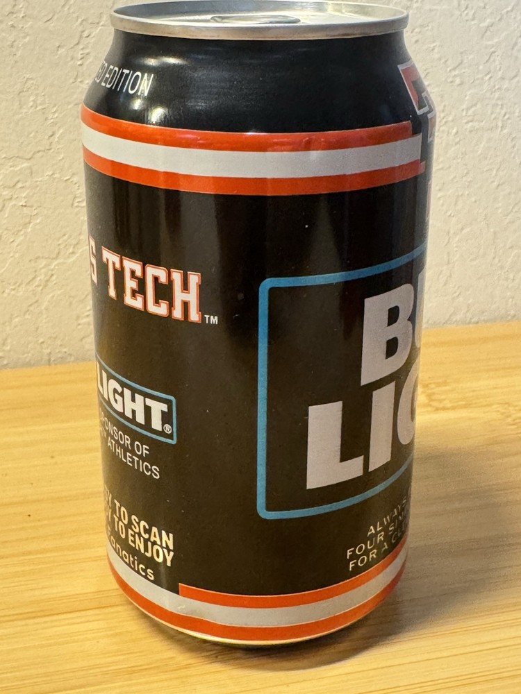 2025 Texas Tech Bud Light - limited edition empty Beer Can - Bottom Opened