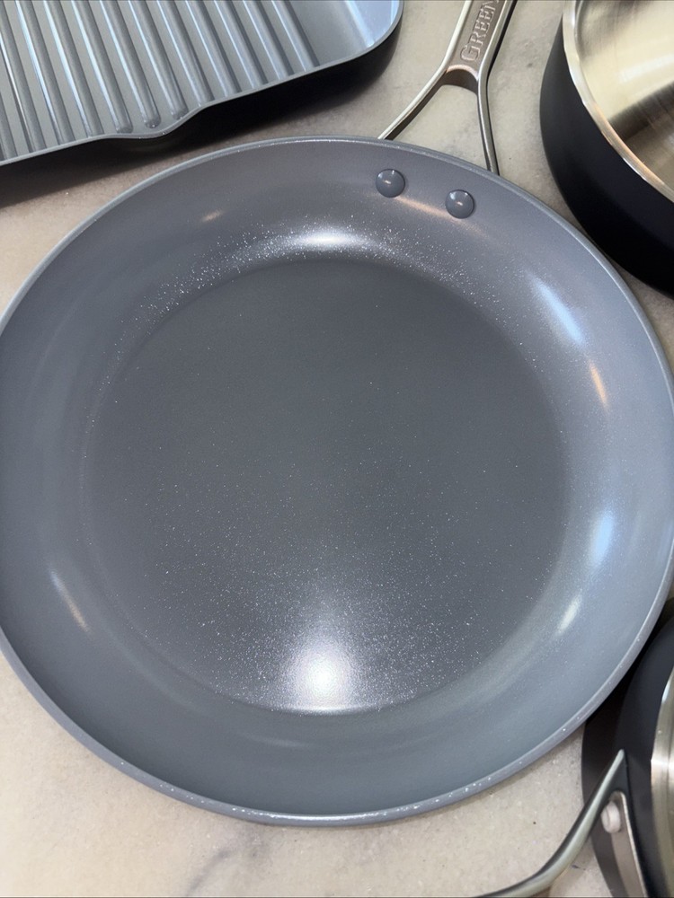 GreenPan Paris Pro 14 Piece Hard Anodized Ceramic Nonstick Cookware Set Display