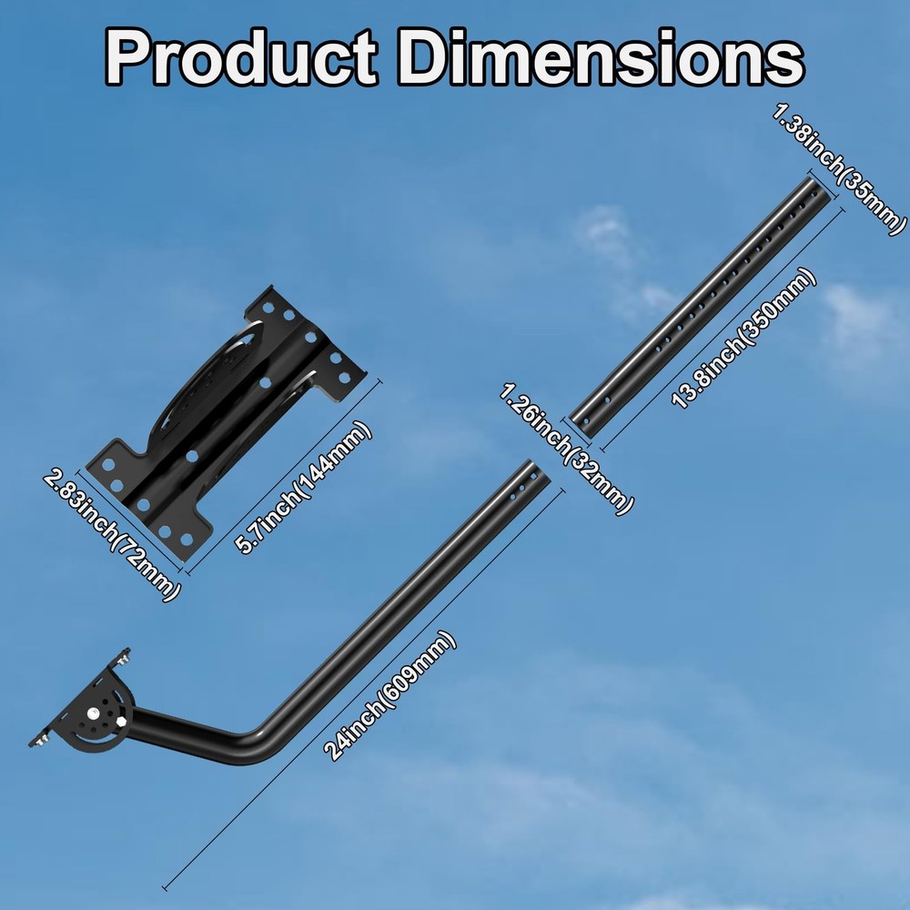 Universal Adjustable TV Antenna Mount – Long Wall Black 2-Pack