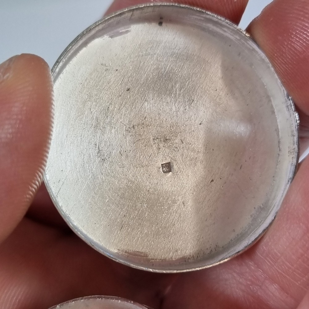 Egyptian Solid Silver Pill Trinket Box Decorated With Pharoah 3.4cm Diameter