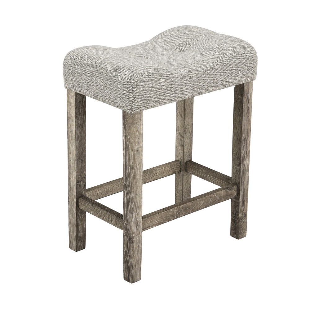 5 Piece Dining Table Set Square Wooden Table w/ 4 Upholstered Saddle Stools