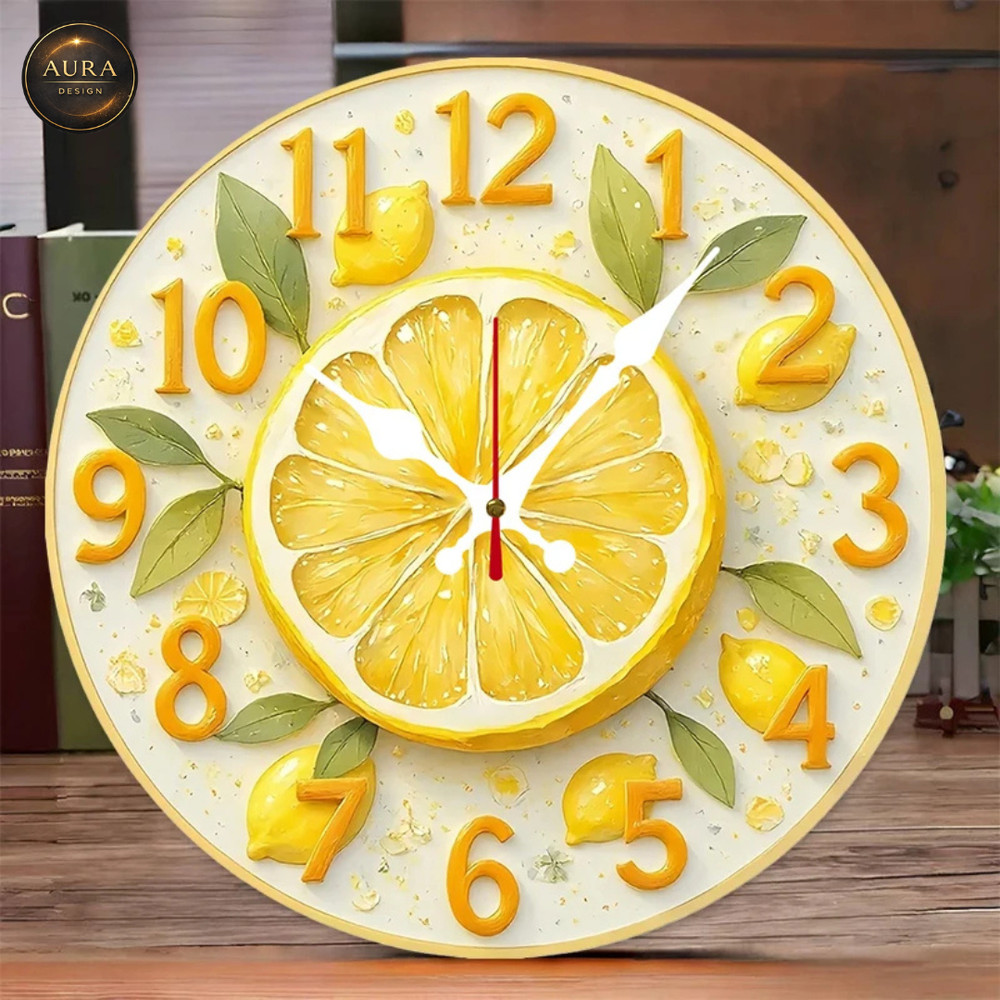 Modern 25cm Wall Clock - Lemon Fruit Home Design 2D